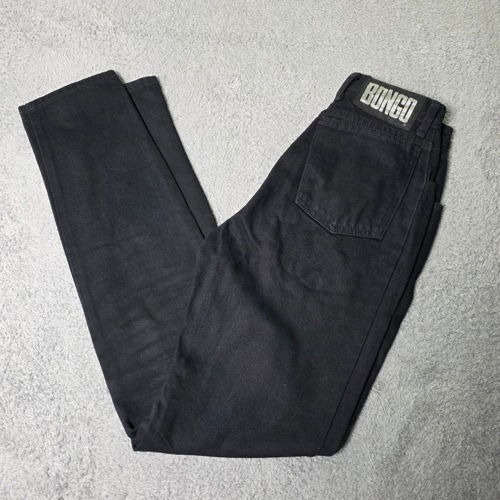 Bongo Womens 25 Vintage Tapered Leg Jeans Black High Waisted Mom Denim